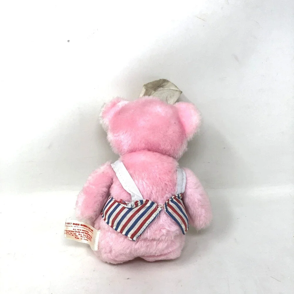 Vintage Russ Clara Nurse Teddy Bear Plush Pink Striped Outfit Red Cross 1977